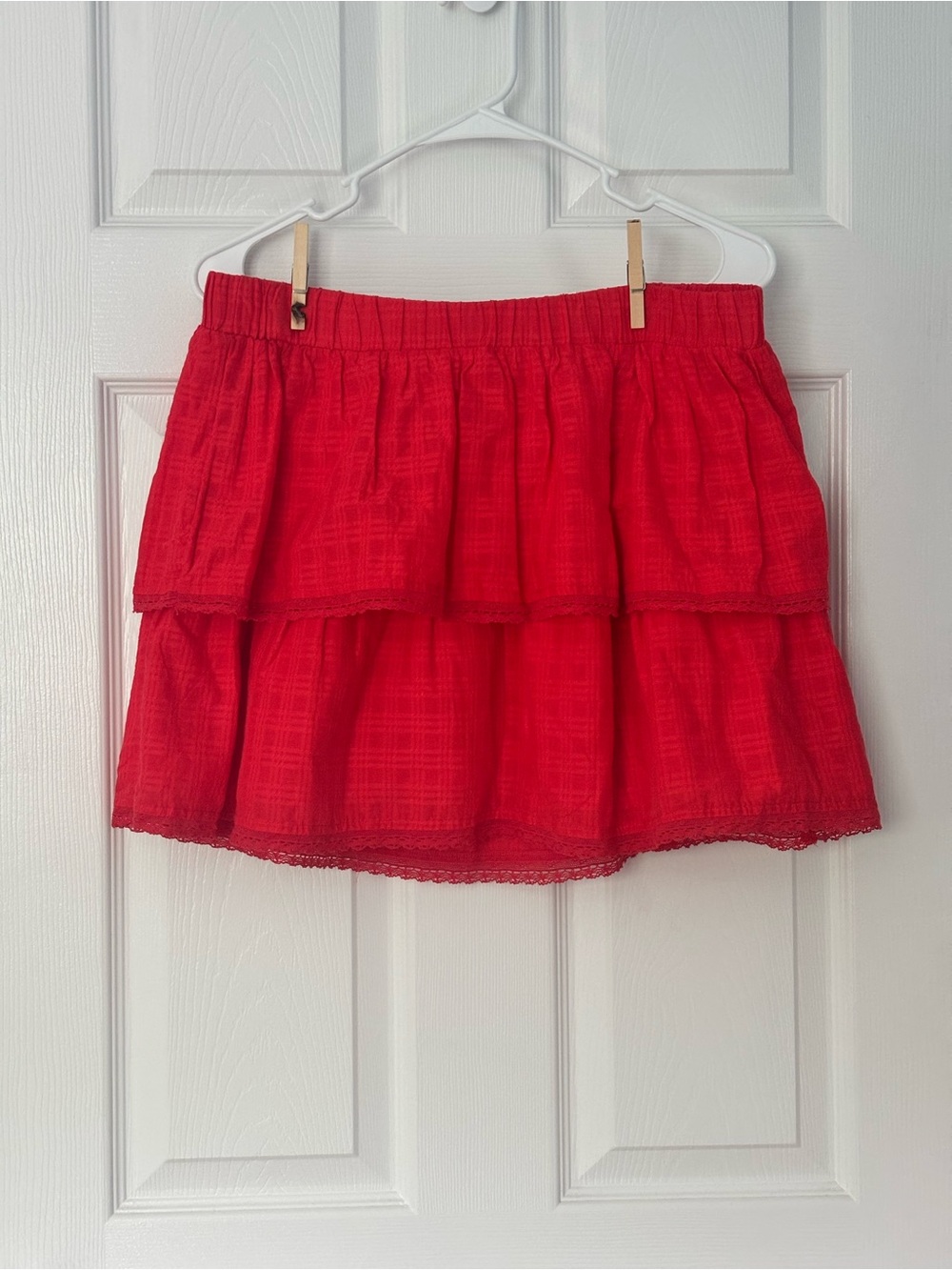 SO Red Tiered Mini Skirt